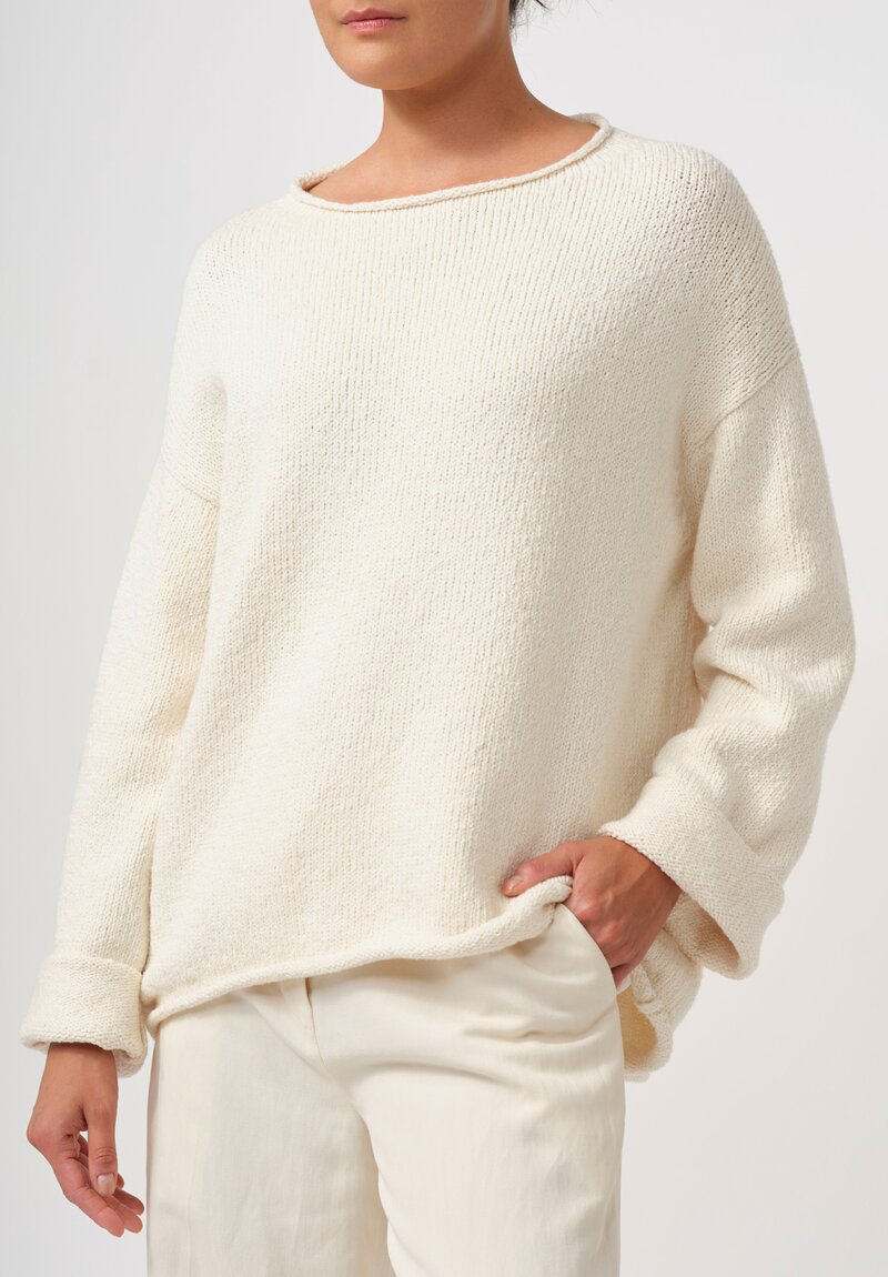 Lauren Manoogian Cotton Roving Rollneck Pullover in Raw White	