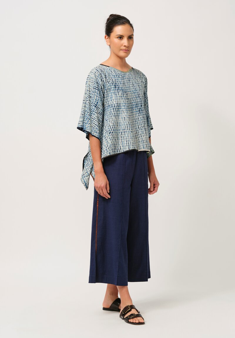 Sophie Hong Short Raw Silk Top in Indigo Shibori