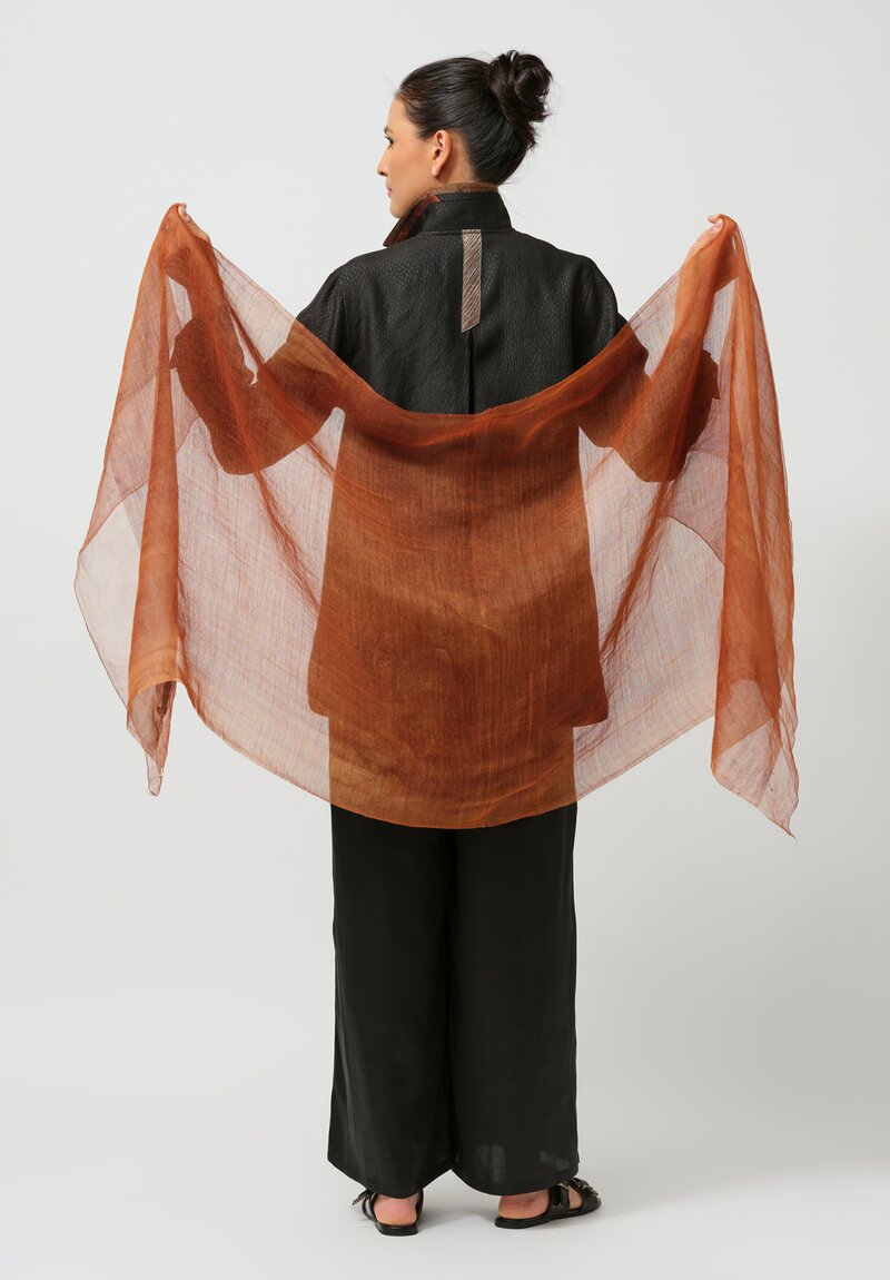 Sophie Hong Silk & Linen Cloud Scarf in Coffee Brown