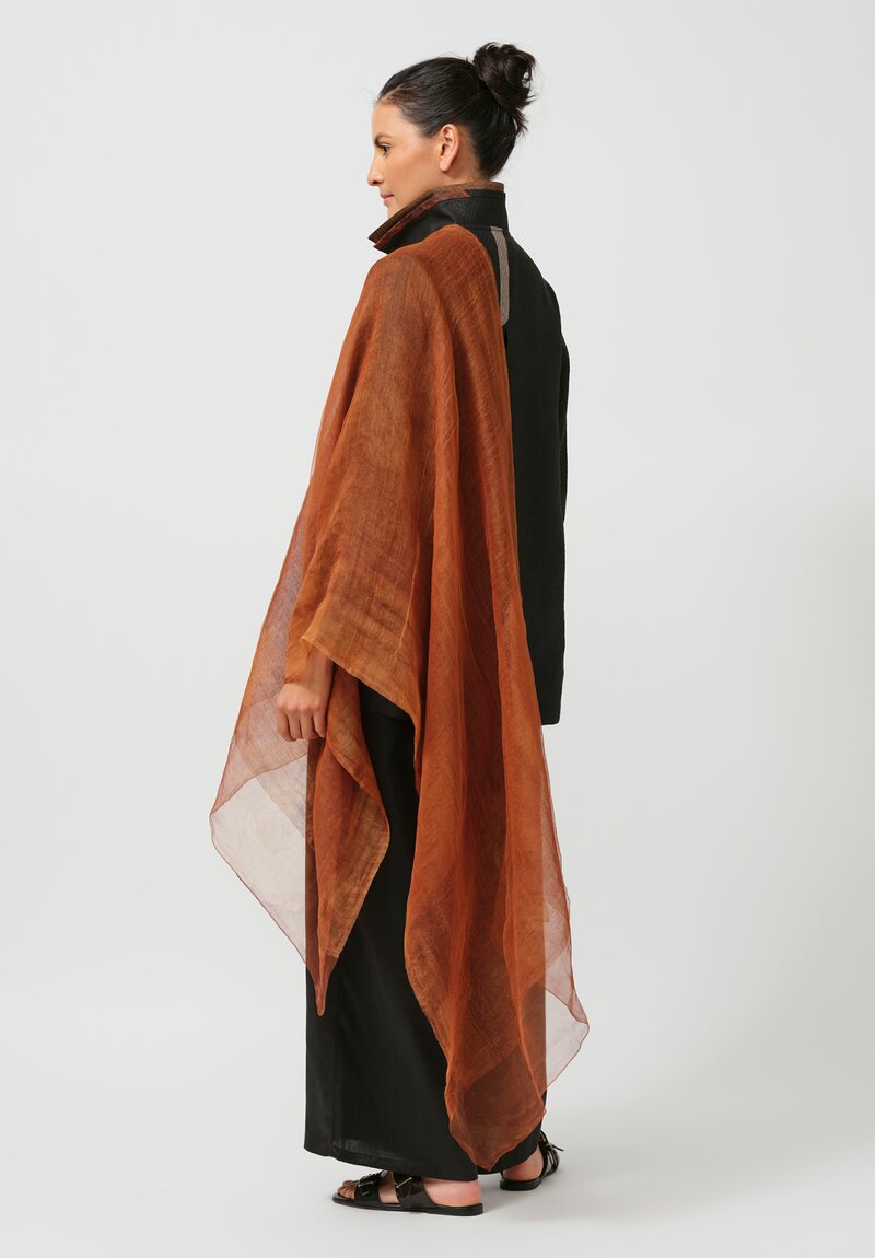 Sophie Hong Silk & Linen Cloud Scarf in Coffee Brown