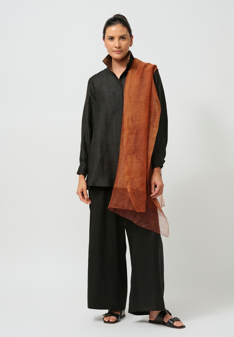 Sophie Hong Silk & Linen Cloud Scarf in Coffee Brown