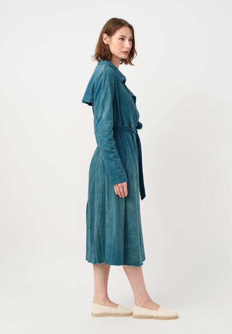 Alabama Chanin Cotton Harlow Trench Coat in Indigo Blue