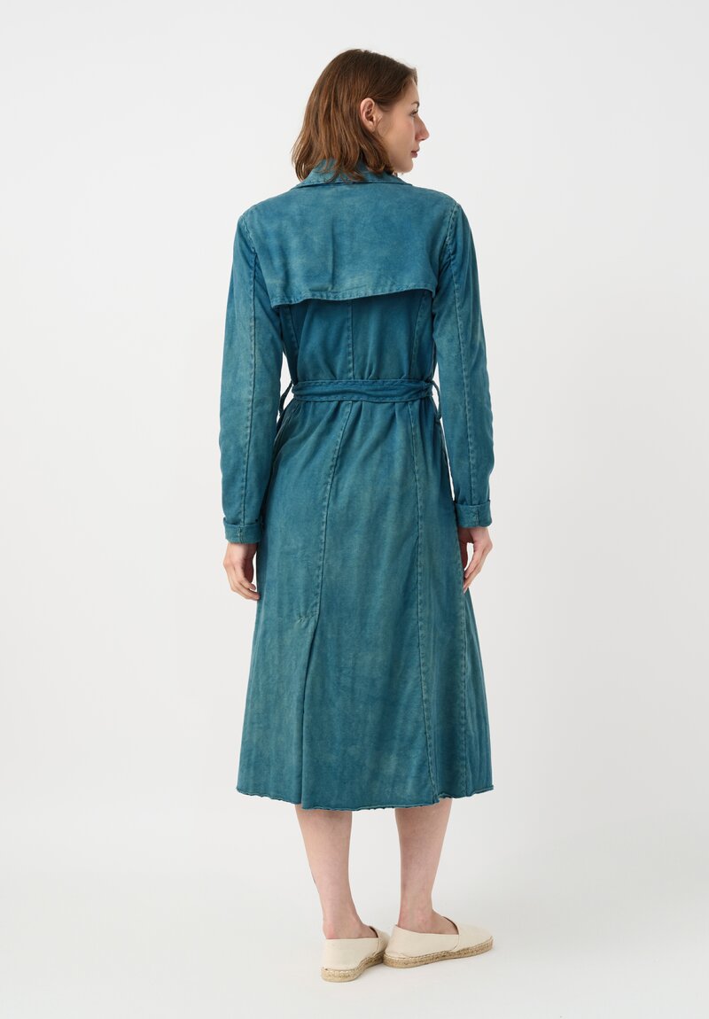 Alabama Chanin Cotton Harlow Trench Coat in Indigo Blue