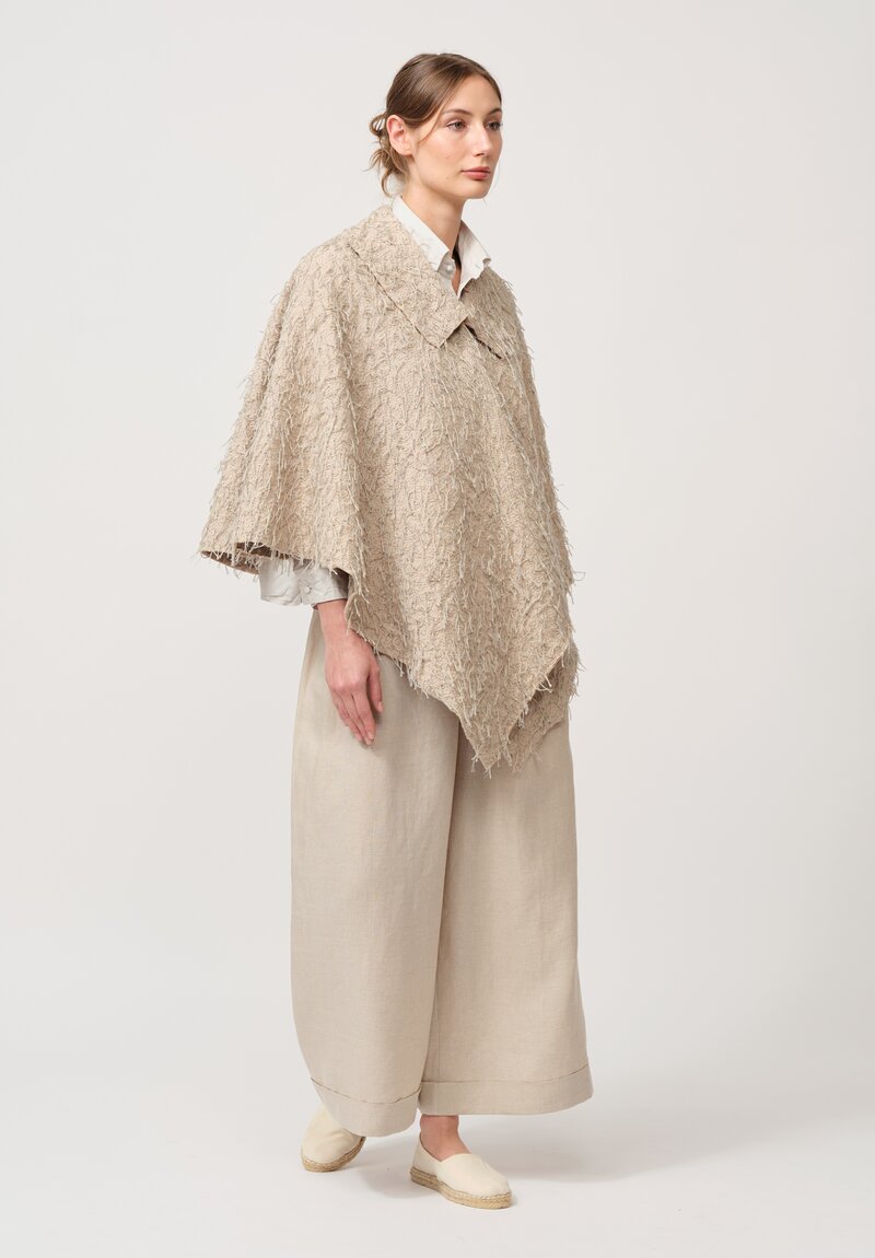 Alabama Chanin Embroidered Rosette Walking Cape in Wax Natural	