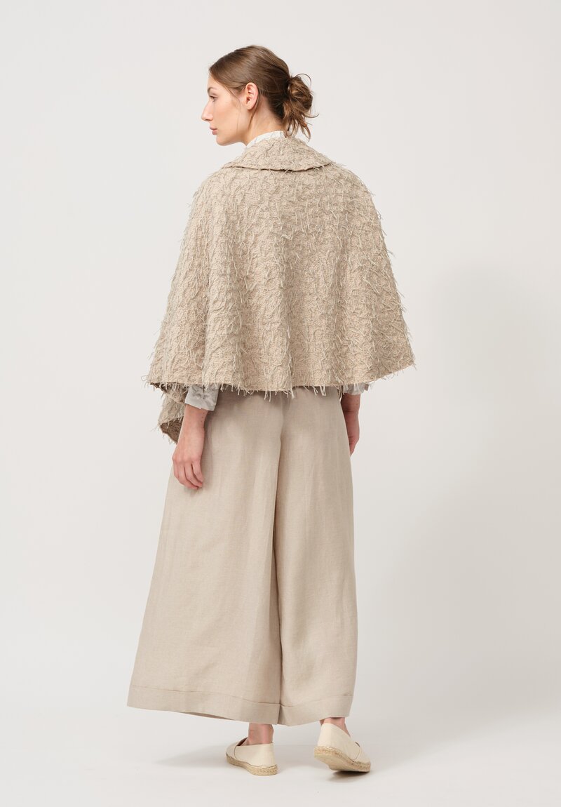 Alabama Chanin Embroidered Rosette Walking Cape in Wax Natural	