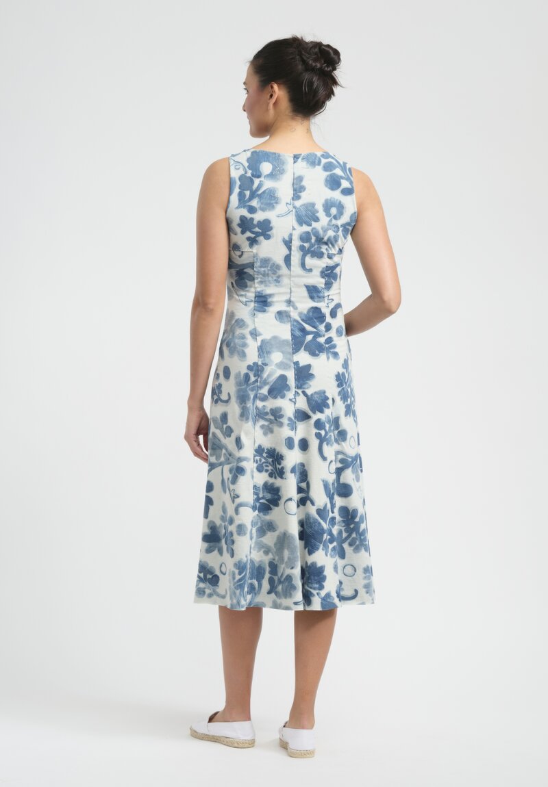 Alabama Chanin Cotton Lola Dress in Natalies Garden Blue
