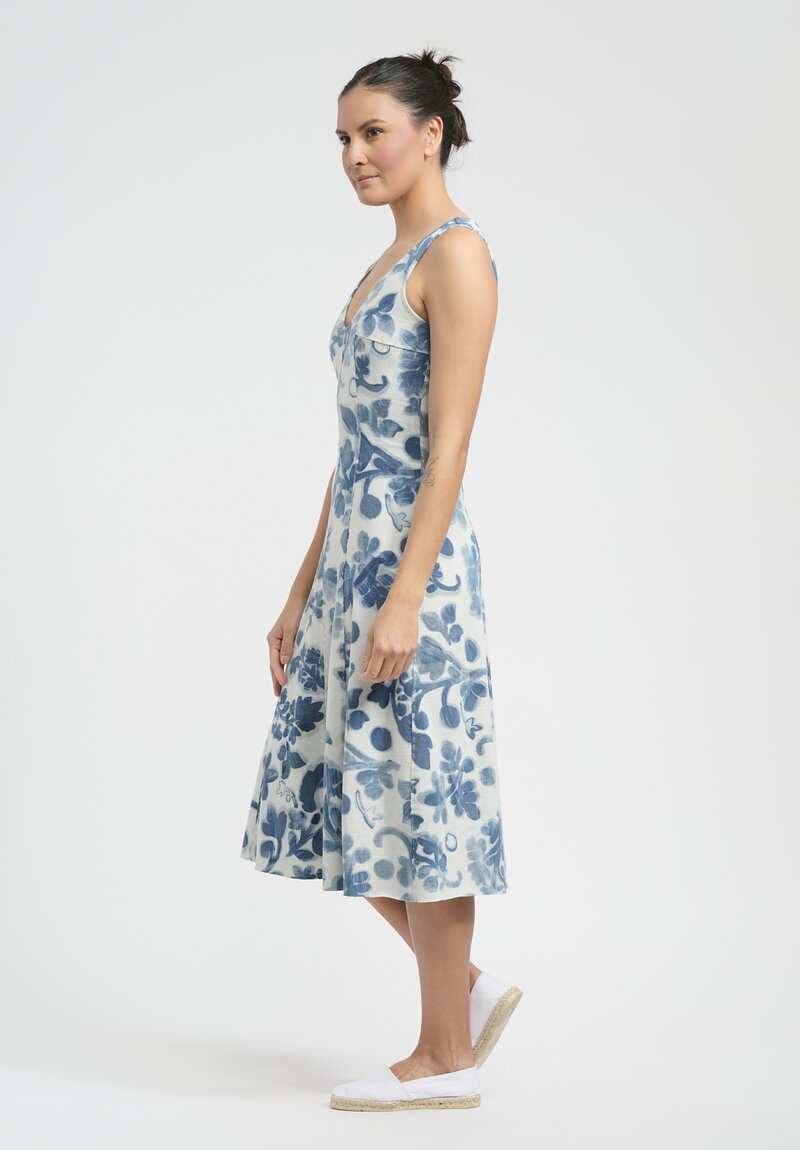 Alabama Chanin Cotton Lola Dress in Natalies Garden Blue