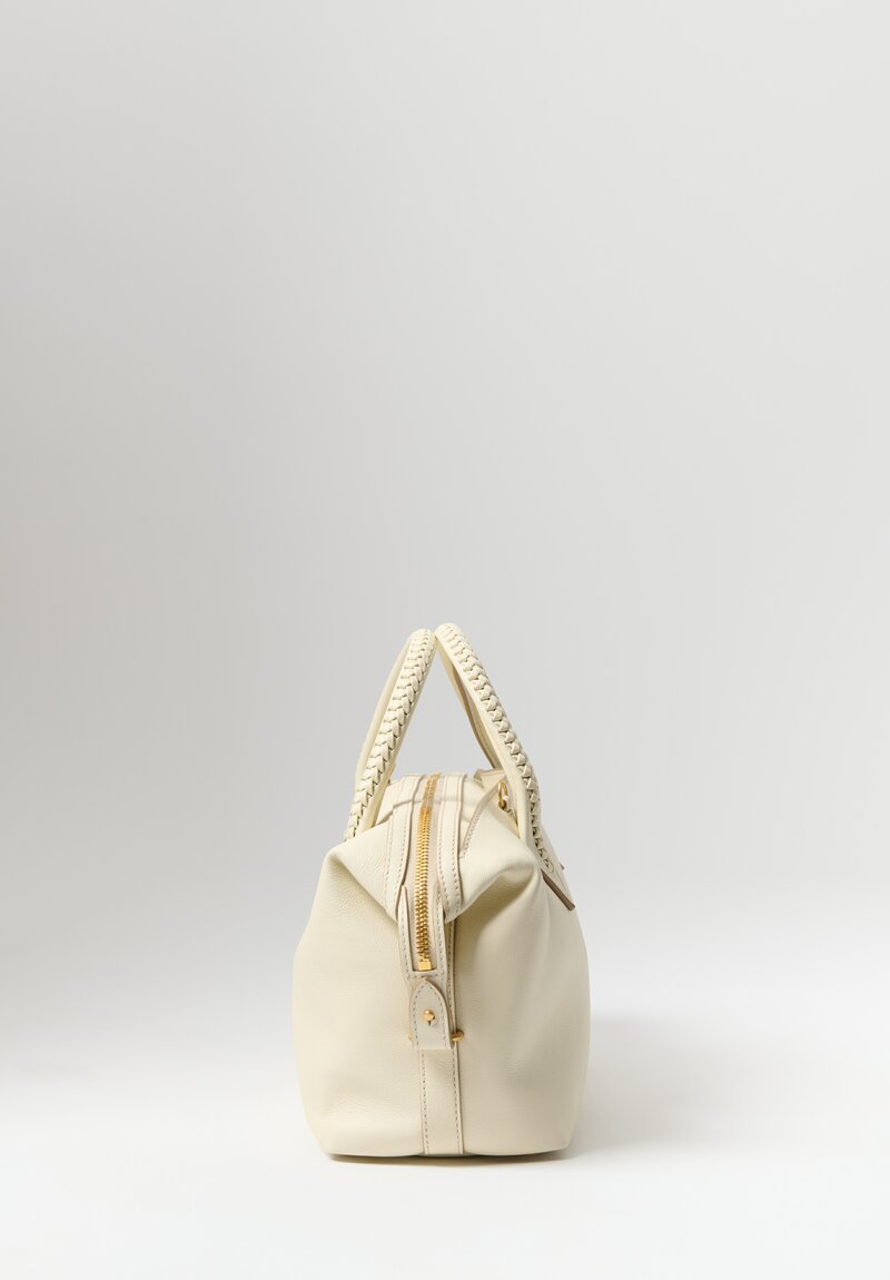 Métier Calfskin Perriand City Small Satchel in White Sand	