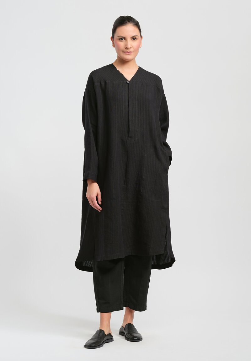 Jan-Jan Van Essche Linen Shirting Tunic in Black	