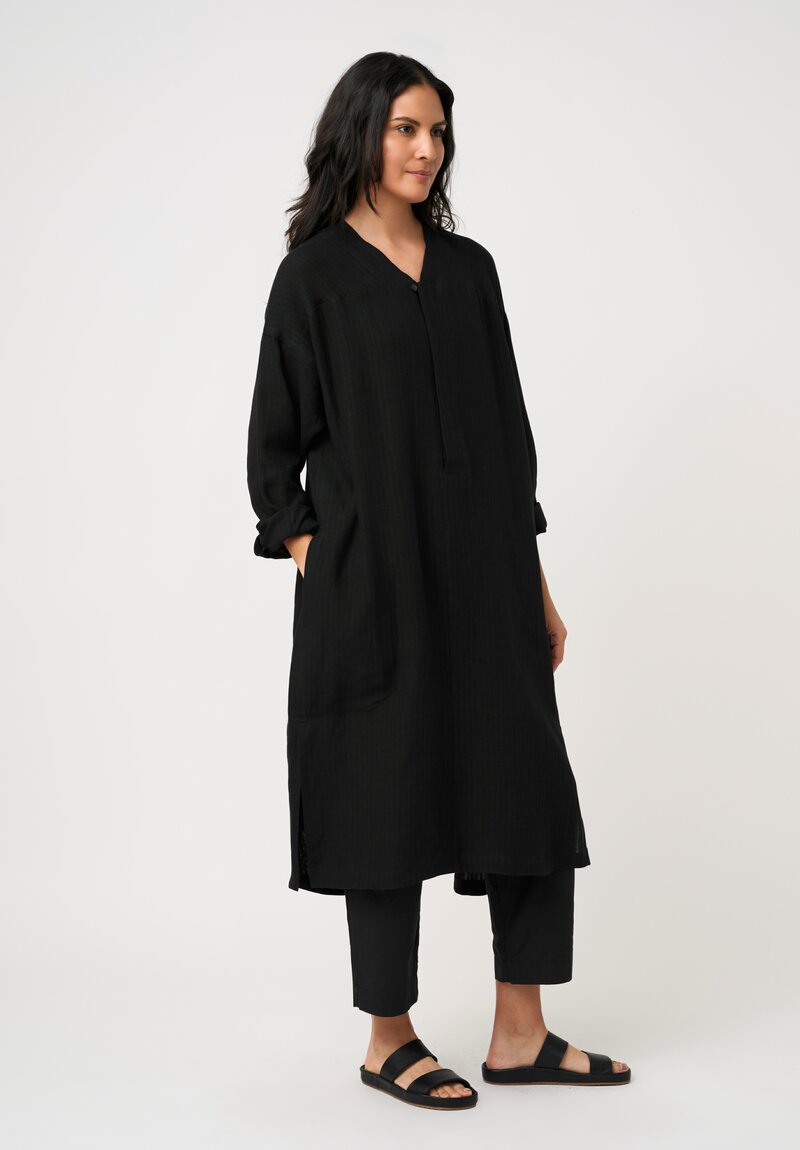 Jan-Jan Van Essche Linen Shirting Tunic in Black
