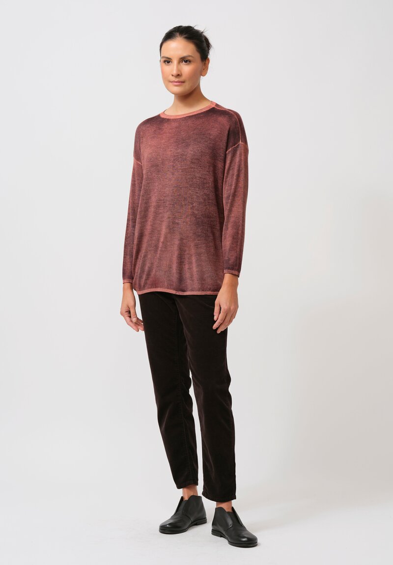 Avant Toi Cashmere & Silk Hand-Painted Crewneck Sweater in Nero Mandarancio Orange	