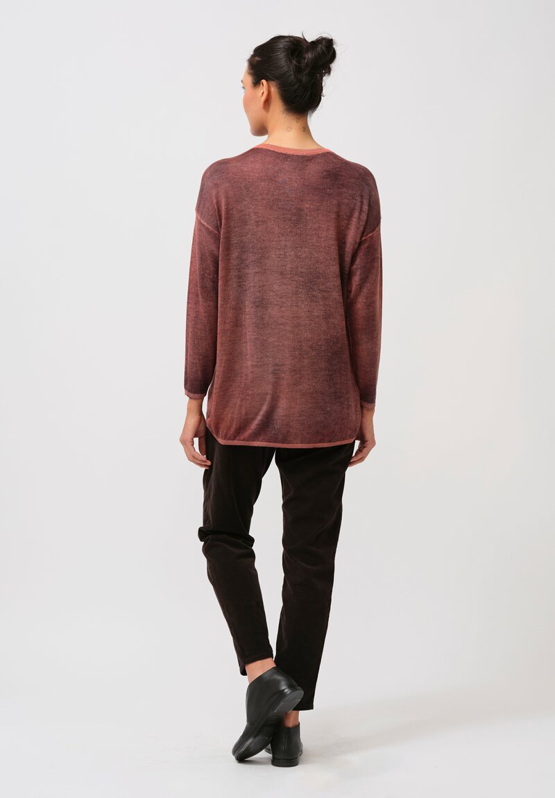 Avant Toi Cashmere & Silk Hand-Painted Crewneck Sweater in Nero Mandarancio Orange	