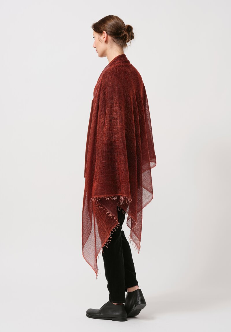 Avant Toi Hand-Painted Cashmere Gauze Scarf in Nero Mandarancio Orange	