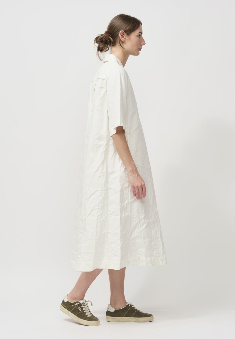 Casey Casey Cotton Linen Bowling Dress in Off White	