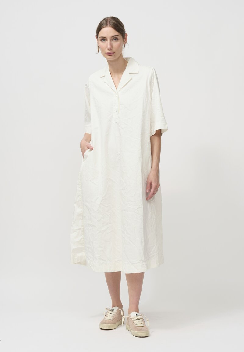 Casey Casey Cotton Linen Bowling Dress in Off White	