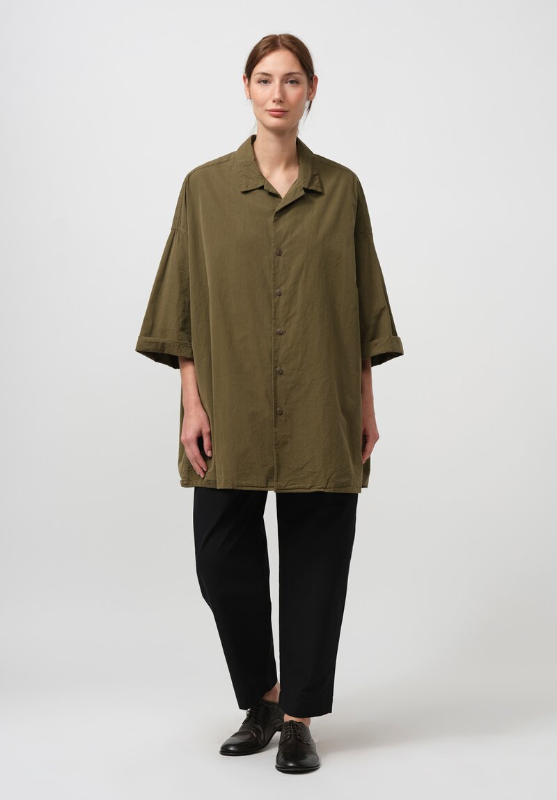 Casey Casey Paper Cotton April Shirt in Khaki Green	