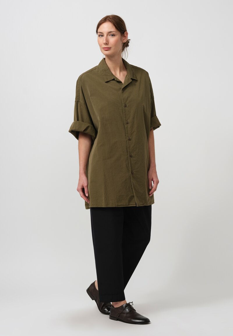 Casey Casey Paper Cotton April Shirt in Khaki Green	