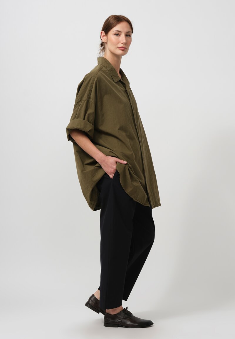 Casey Casey Paper Cotton April Shirt in Khaki Green	