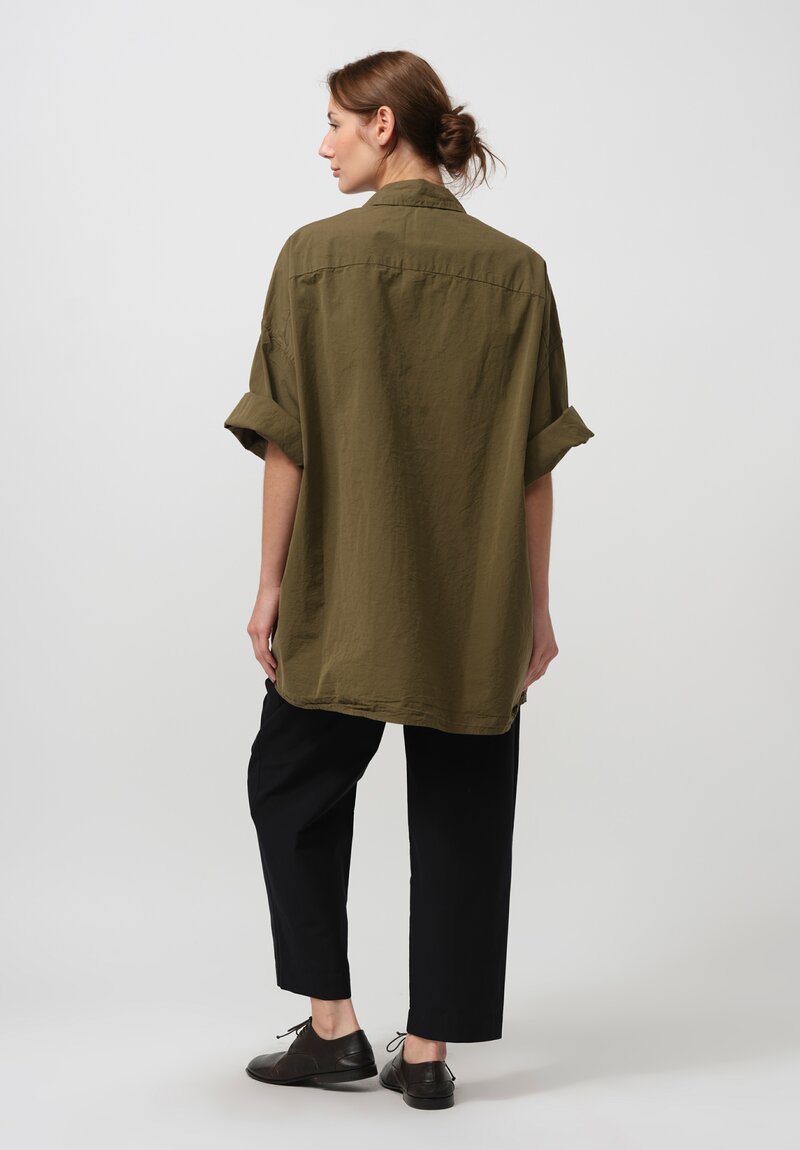 Casey Casey Paper Cotton April Shirt in Khaki Green	