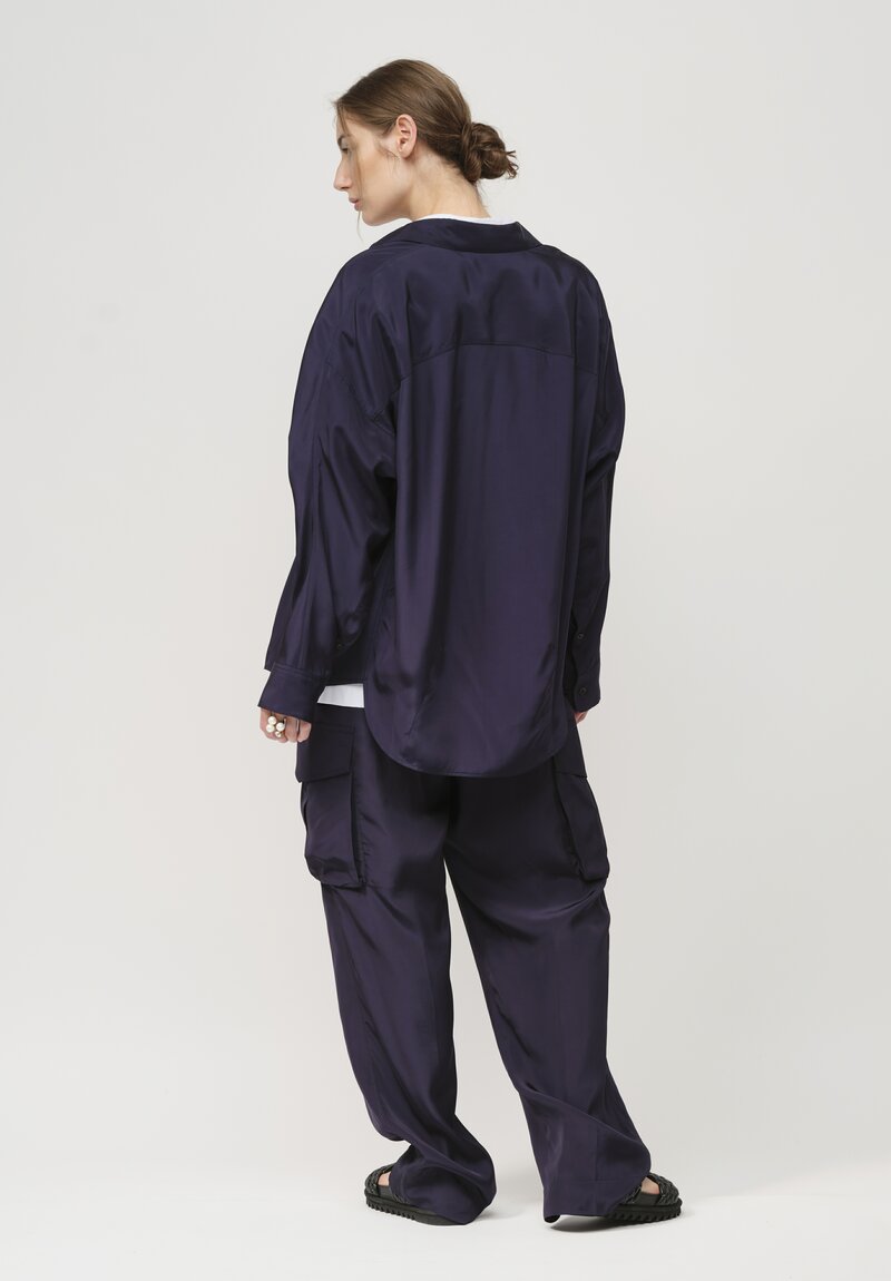 Dries Van Noten Polished Casio Shirt in Navy Blue