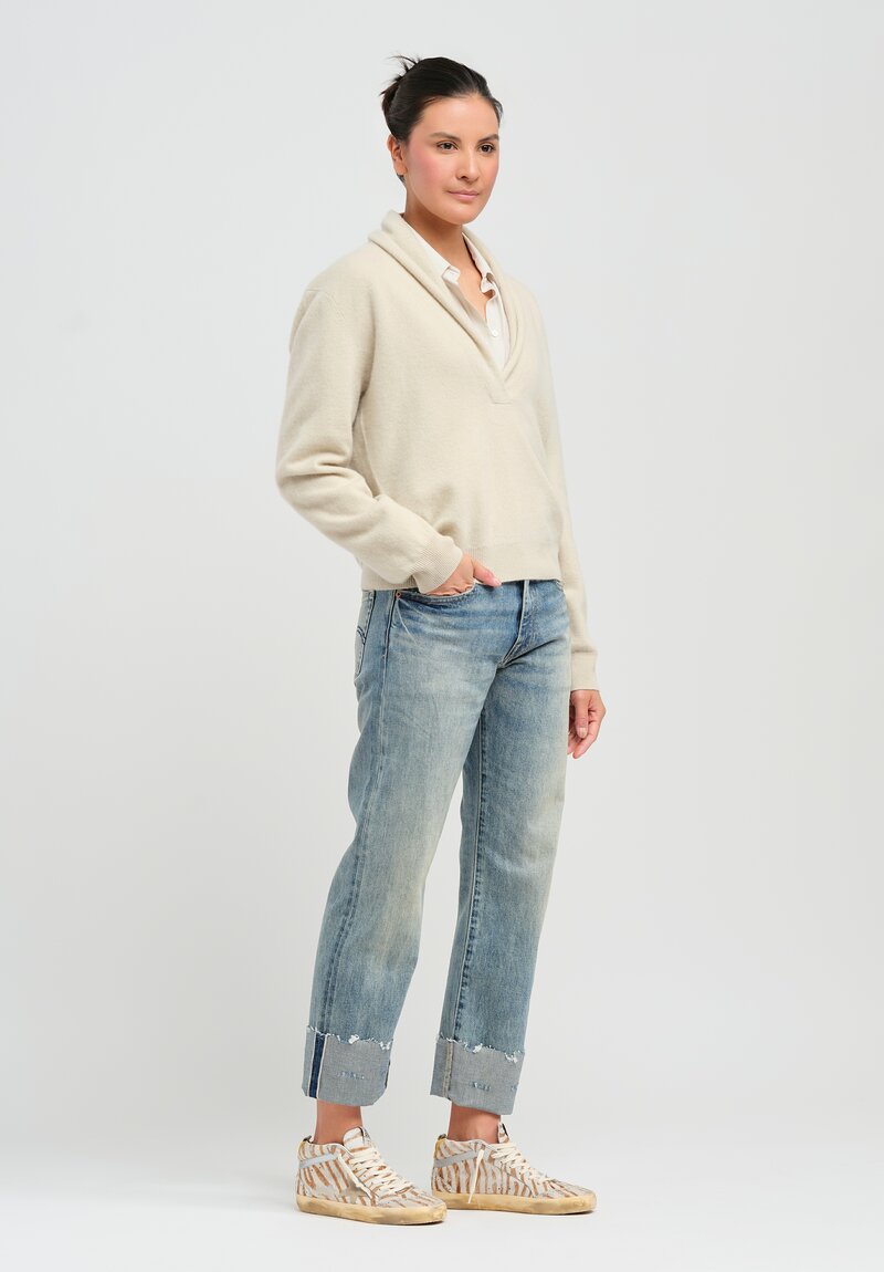 Frenckenberger Cashmere Mini Hamza Sweater in Chalk White	