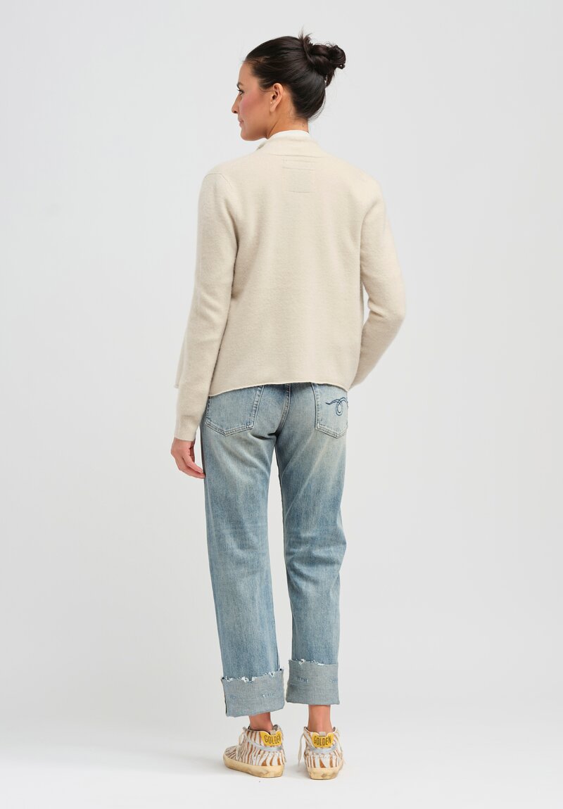 Frenckenberger Cashmere Short Single Cardigan in Chalk White