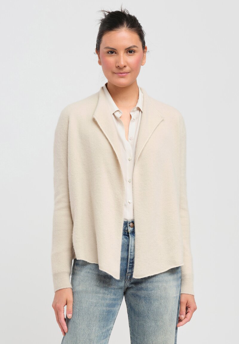 Frenckenberger Cashmere Short Single Cardigan in Chalk White