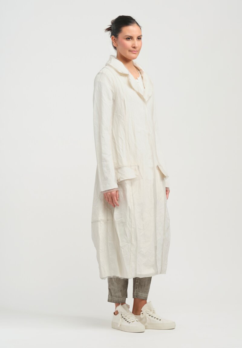 Rundholz Cotton & Linen Mesh Safety Pin Coat in Hay Cloud White	