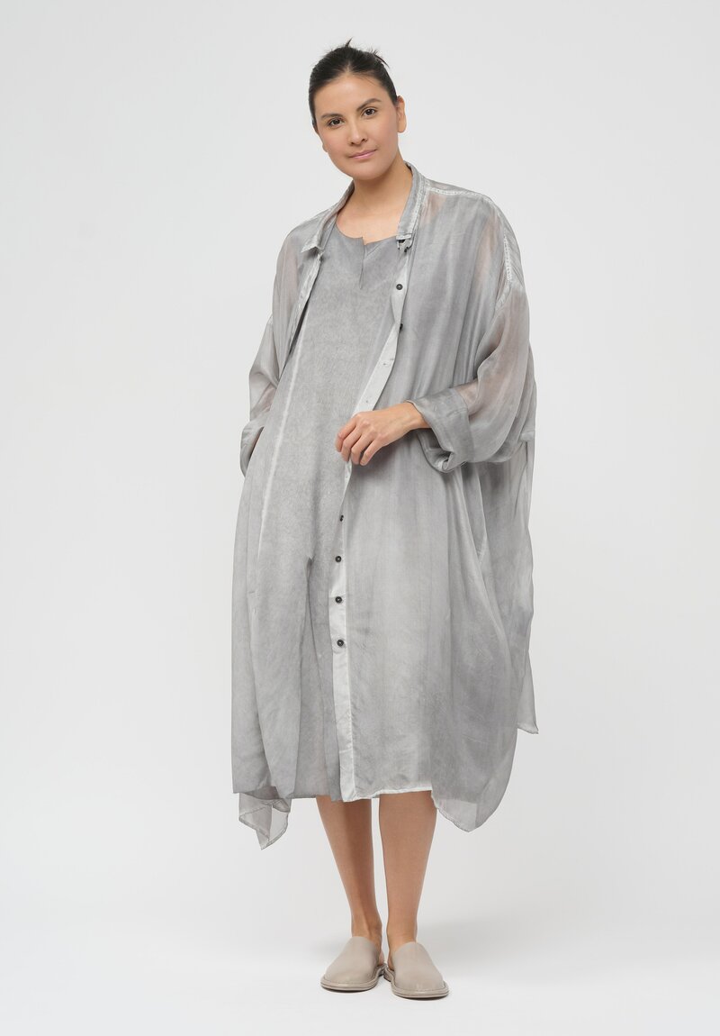 Rundholz Dip Silk Balloon Dress in Coal Cloud Grey	