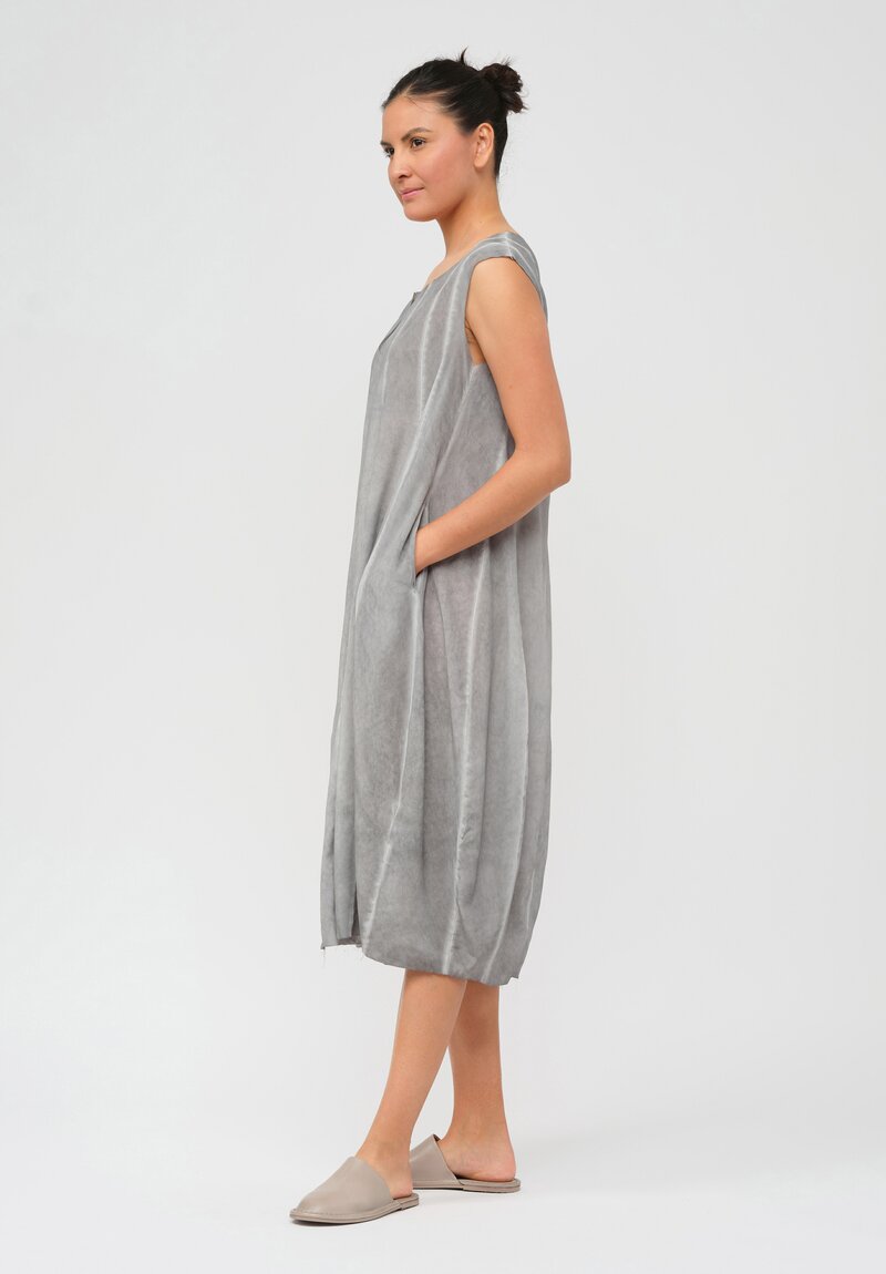 Rundholz Dip Silk Balloon Dress in Coal Cloud Grey	