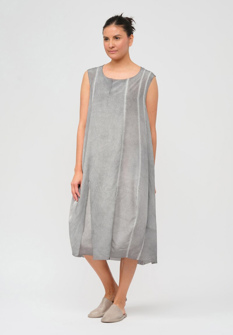 Rundholz Dip Silk Balloon Dress in Coal Cloud Grey	