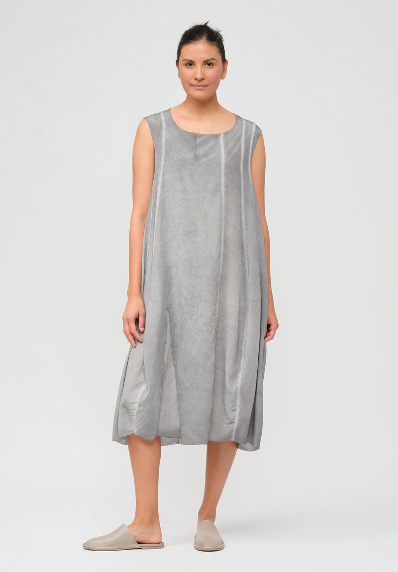 Rundholz Dip Silk Balloon Dress in Coal Cloud Grey	