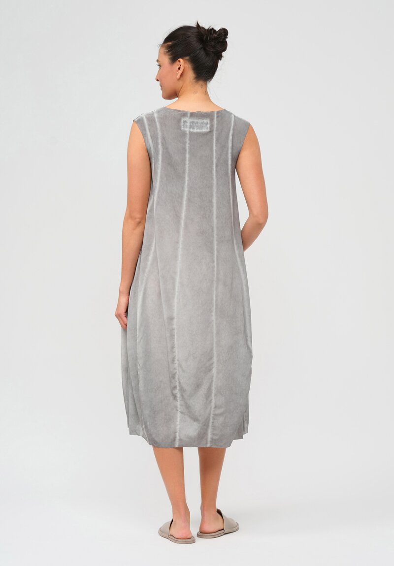 Rundholz Dip Silk Balloon Dress in Coal Cloud Grey	