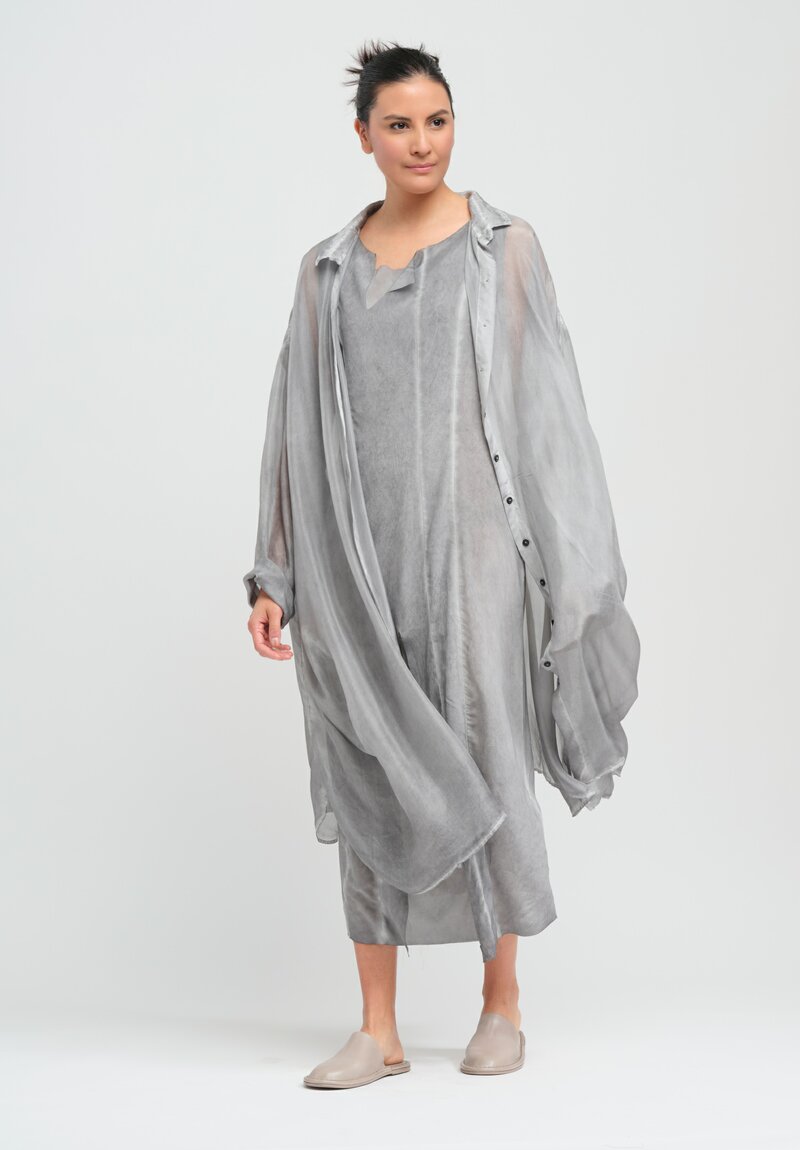 Rundholz Dip Silk Sheath Dress in Coal Cloud Grey
