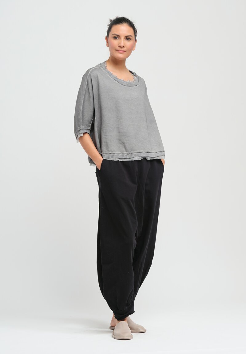 Rundholz Dip Silk Edge Relaxed Cotton Pullover in Coal Cloud Grey