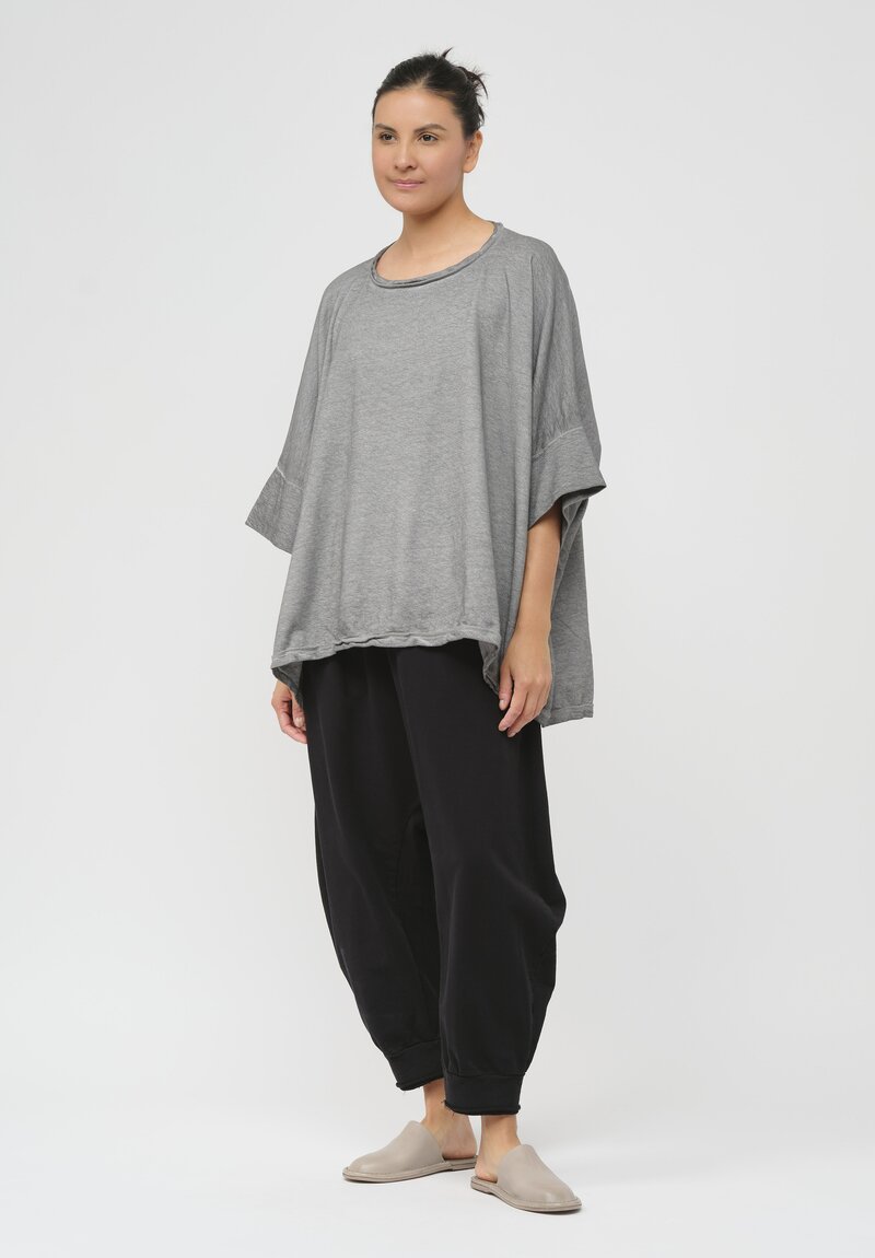 Rundholz Dip Relaxed Linen & Cotton Pullover in Coal Cloud Grey	