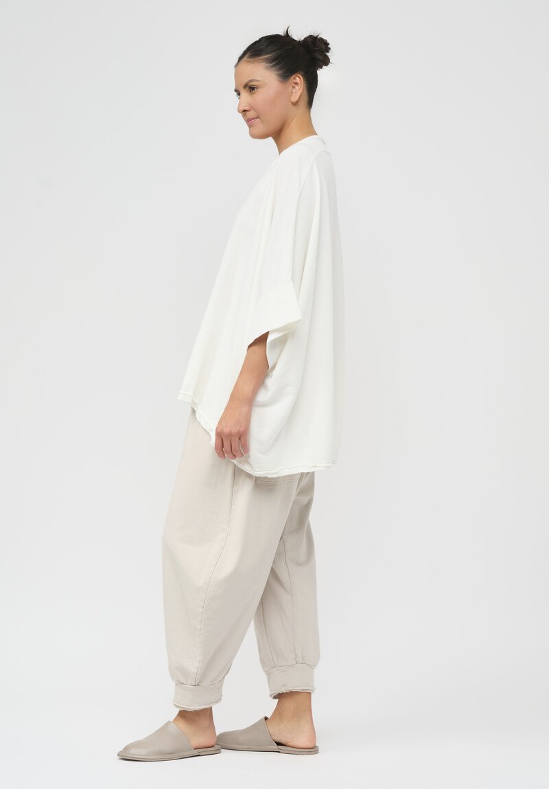 Rundholz Dip Relaxed Linen & Cotton Pullover in Star White	