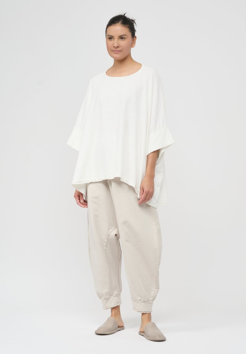 Rundholz Dip Relaxed Linen & Cotton Pullover in Star White	