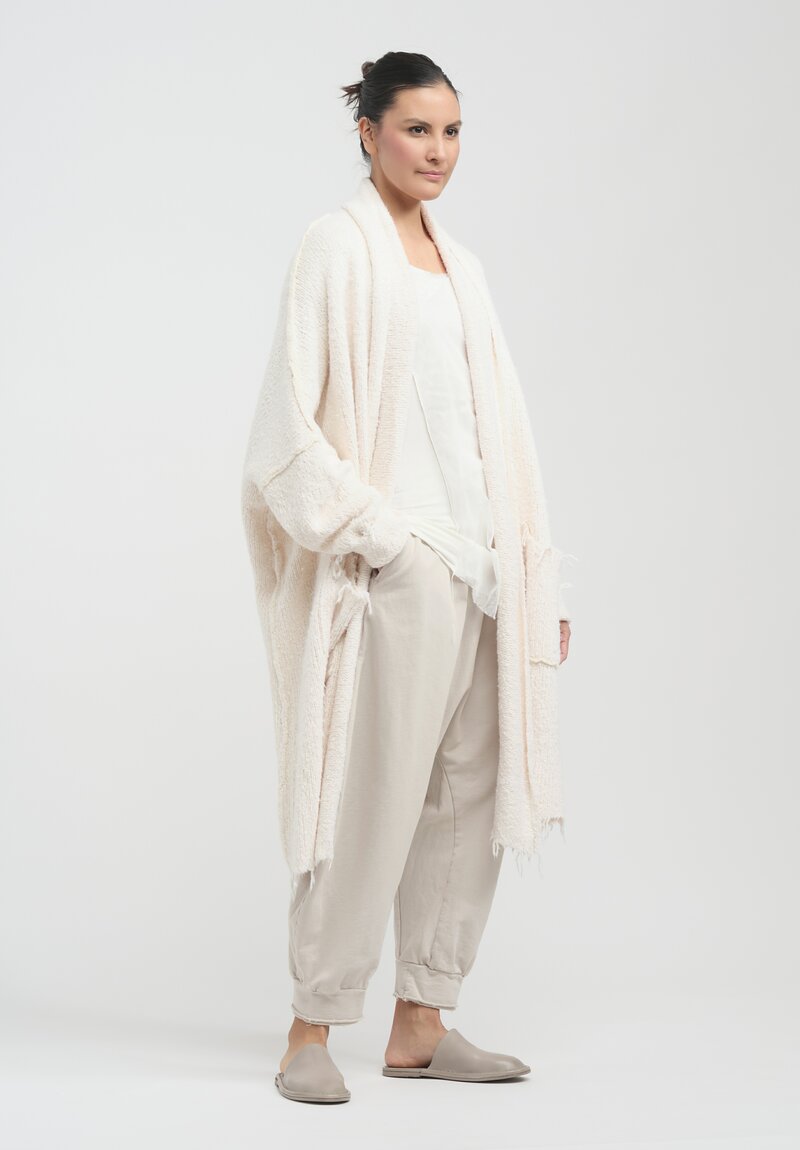 Rundholz Dip Distressed Silk Knit Cardigan in Nessel White	