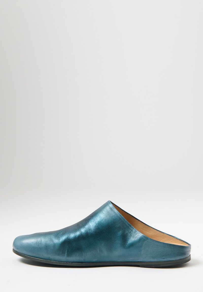 Marsell Metallic Leather Steccoblocco Sabot Mule in Residuo Green	