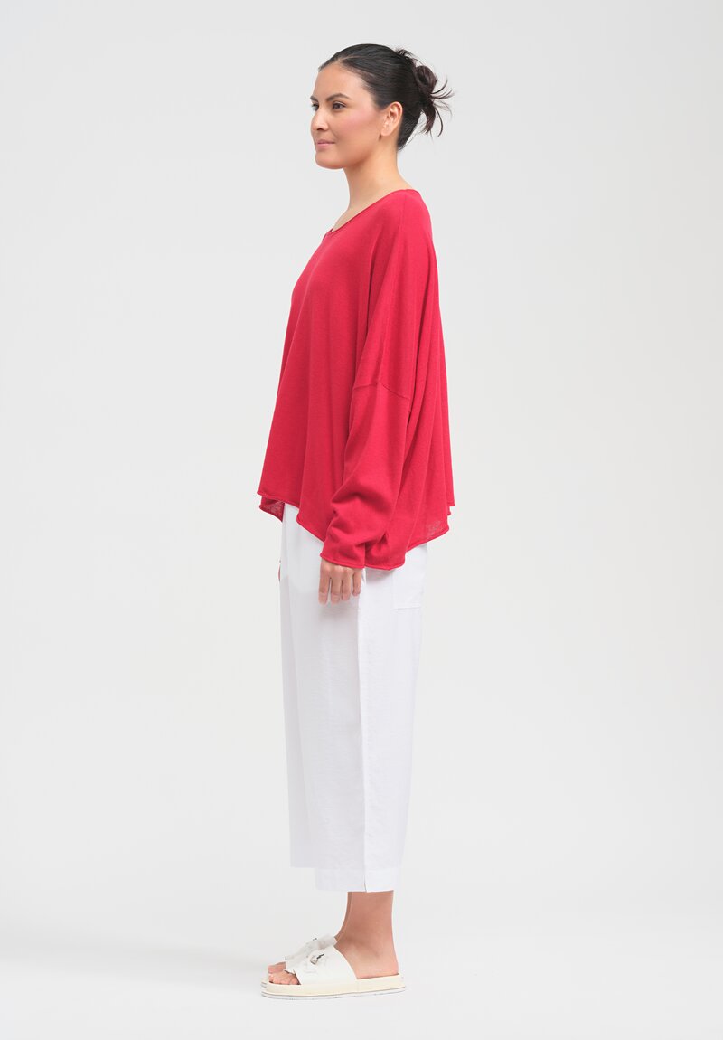 Rundholz Black Label Cotton & Hemp Oversized Pullover in Chili Red	