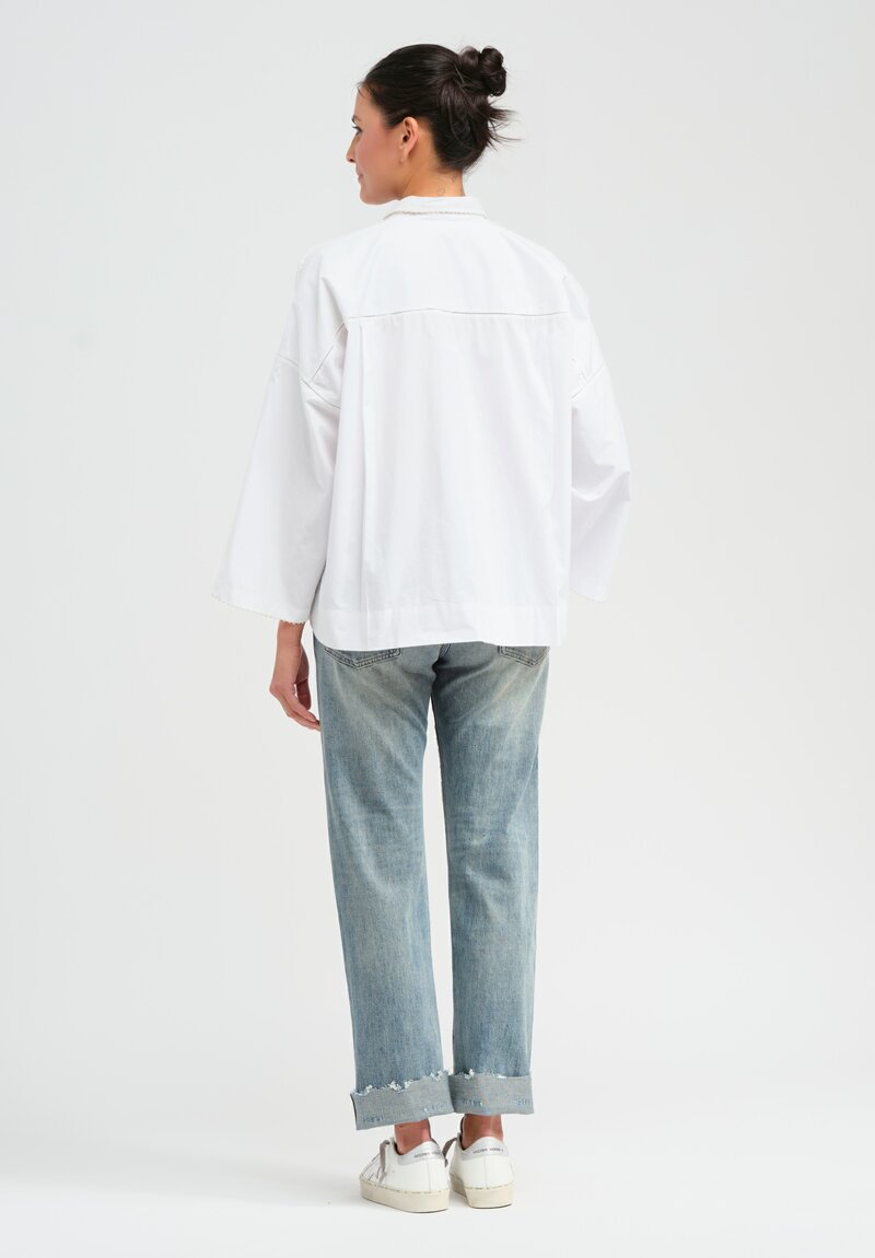 Péro Cotton Button-Down Shirt in White	