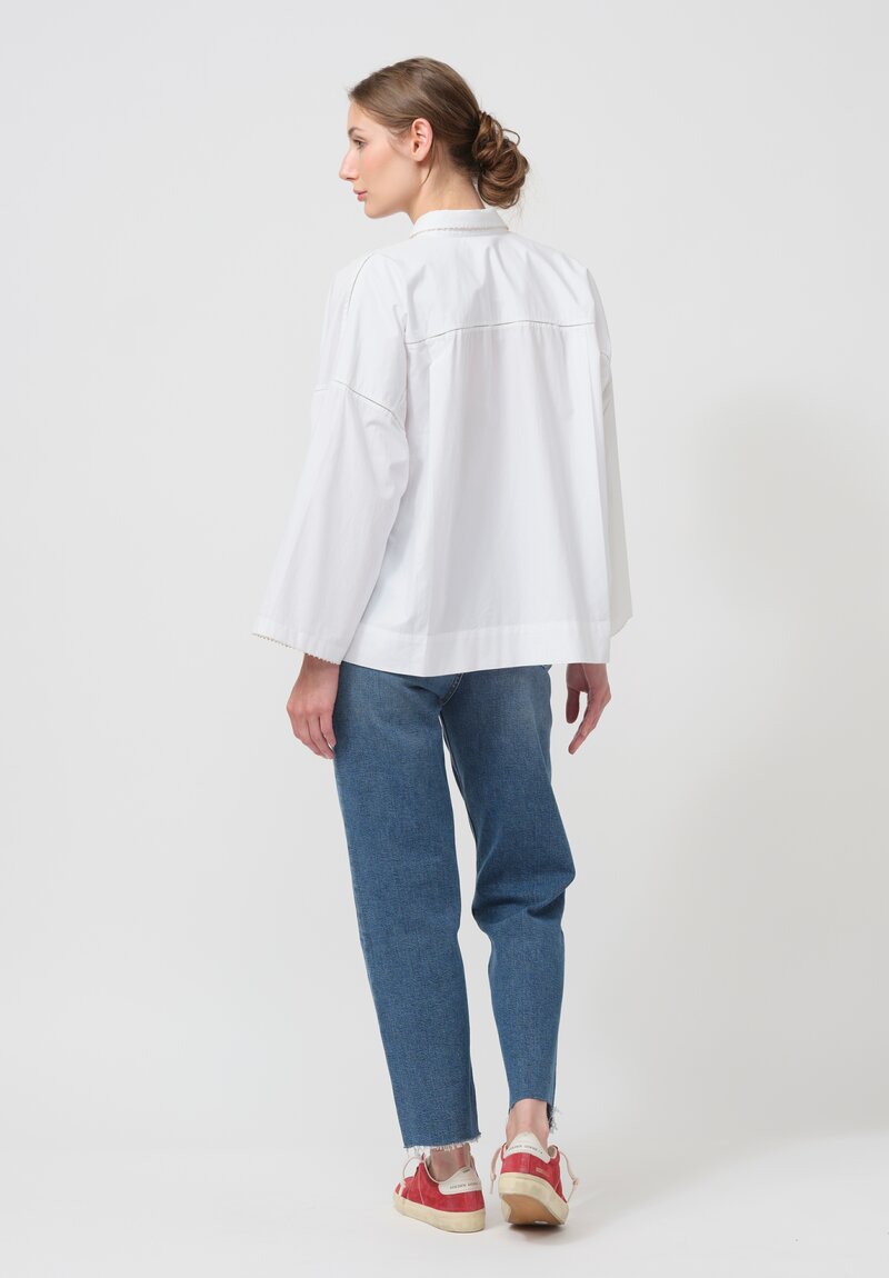 Péro Cotton Button-Down Shirt in White	