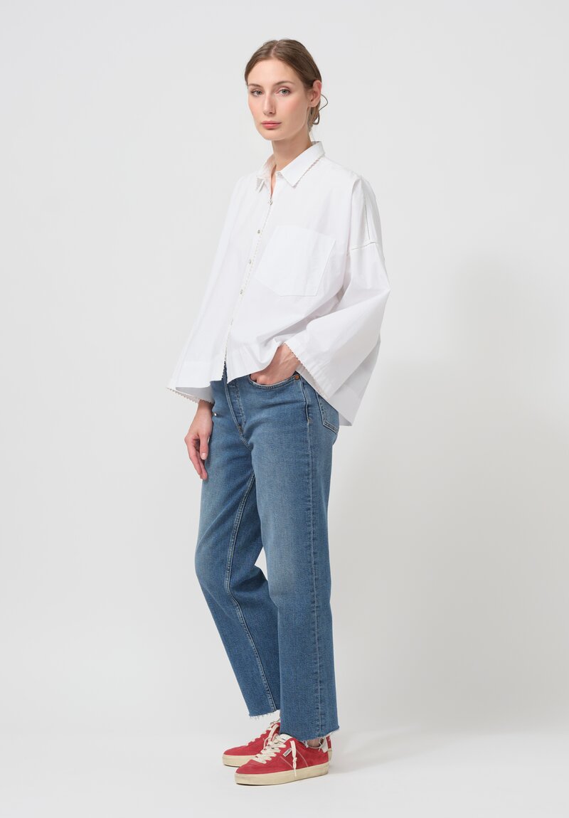 Péro Cotton Button-Down Shirt in White	