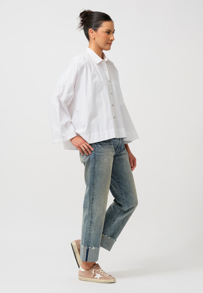 Péro Cotton Button-Down Shirt in White