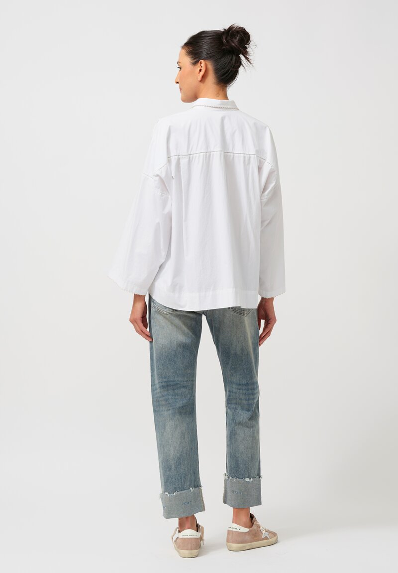 Péro Cotton Button-Down Shirt in White