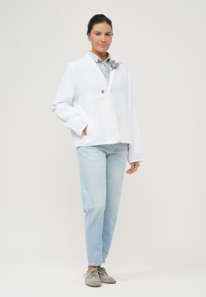 Umit Unal Linen Patchwork Jacket in White