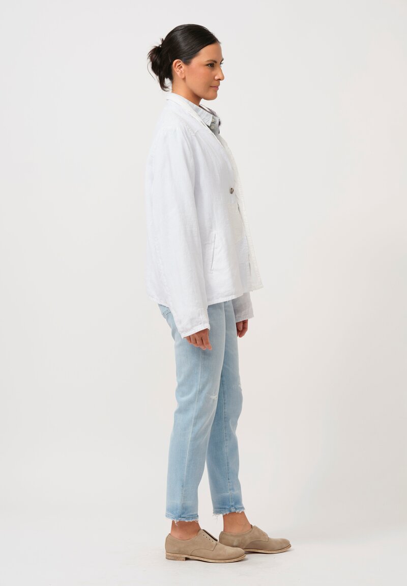 Umit Unal Linen Patchwork Jacket in White	