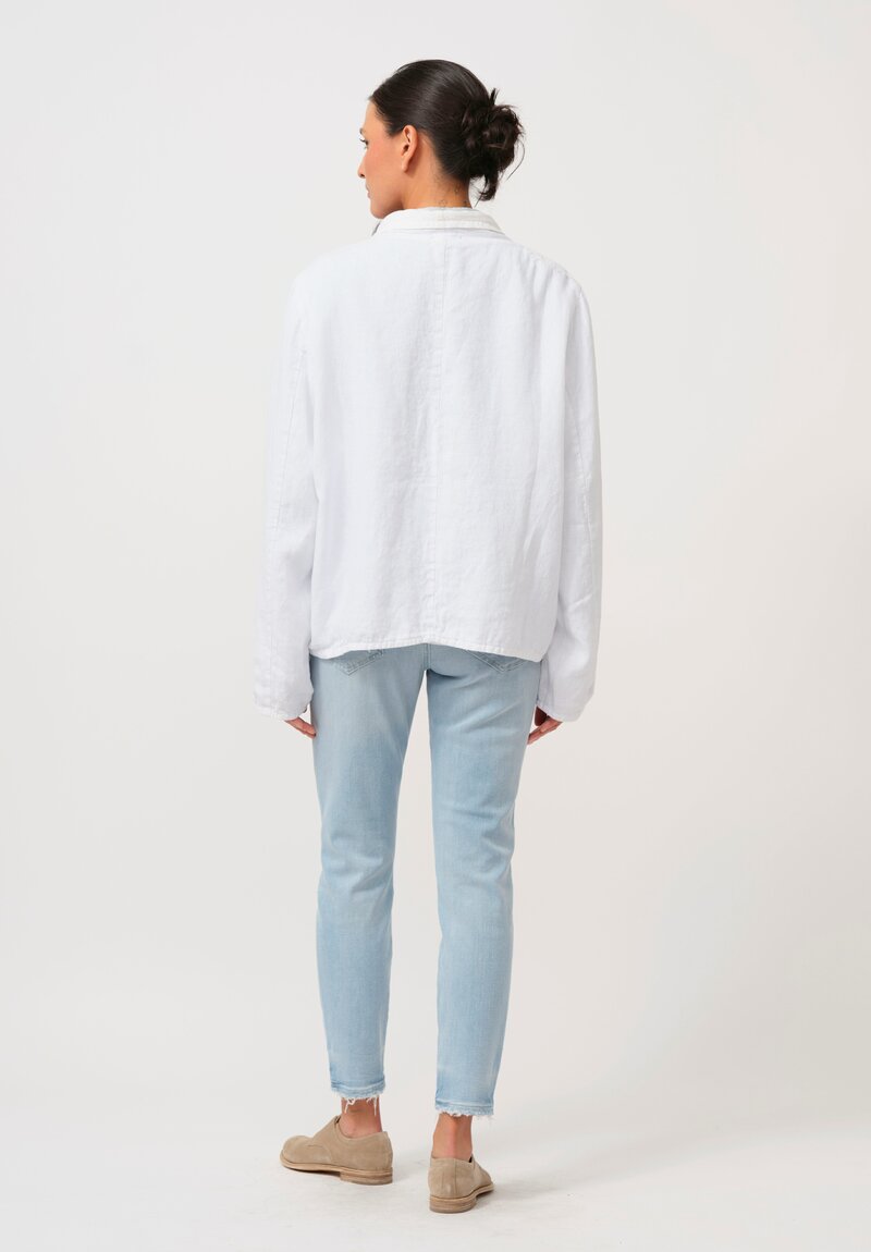 Umit Unal Linen Patchwork Jacket in White	