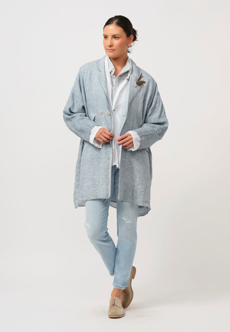 Umit Unal Linen Patchwork Jacket in White	